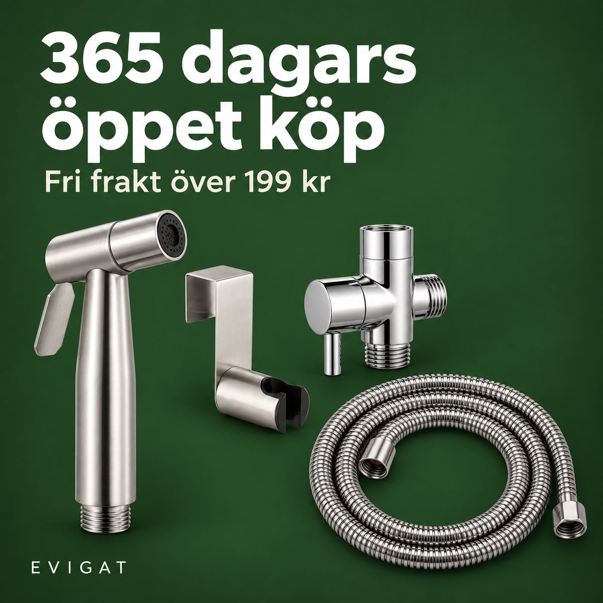 Bidédusch med text om 365 dagars öppet köp och fri frakt över 199 kr