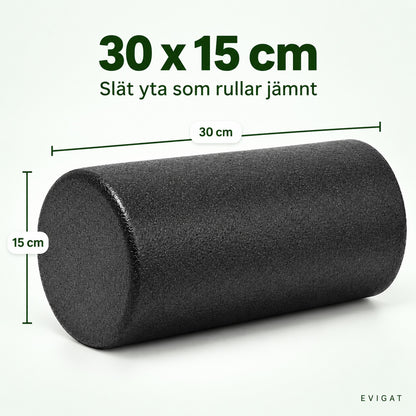 Foamrollern med måtten 30 cm i längd och 15 cm i diameter