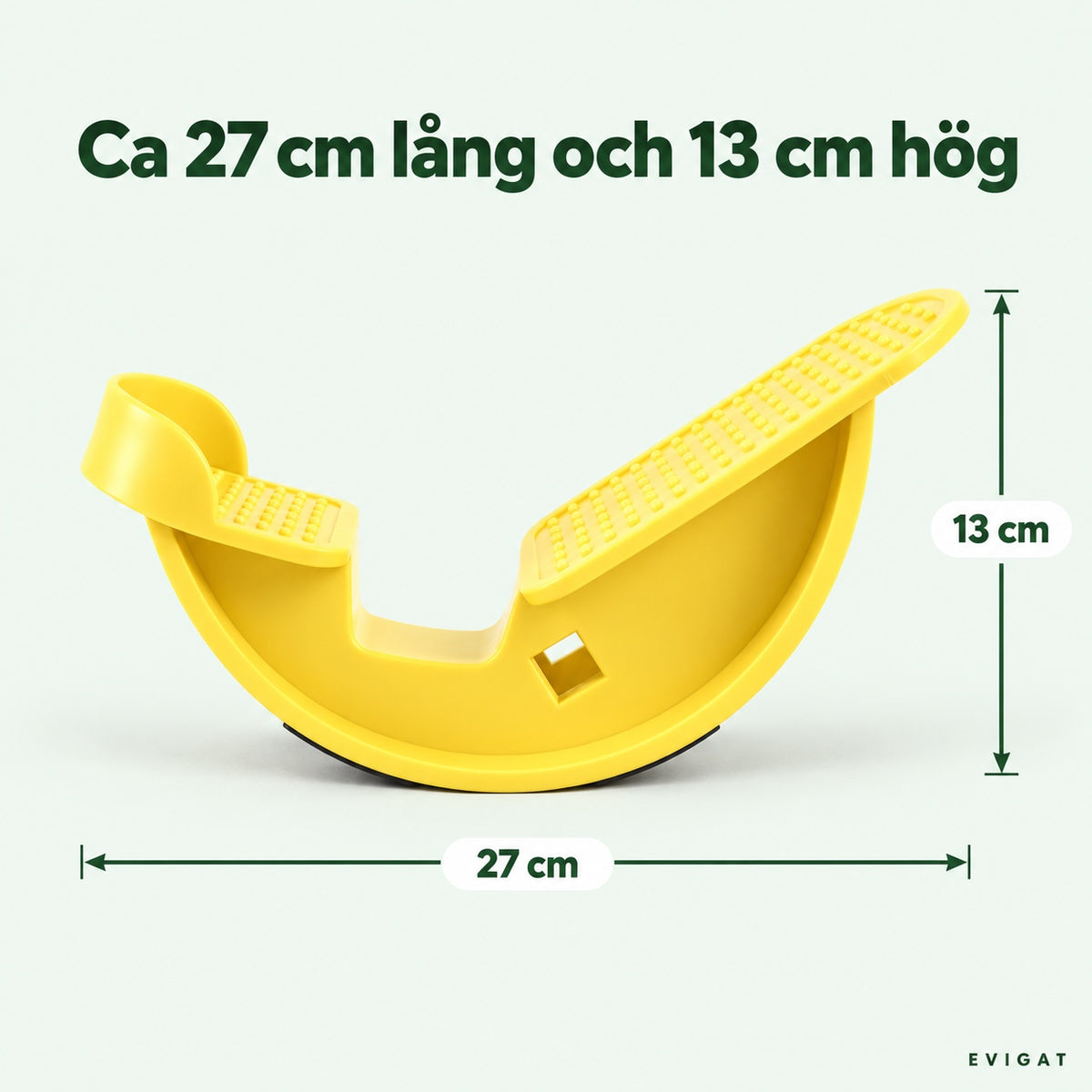 Gul fotgungare i sidovy med måtten ca 27 cm lång och 13 cm hög