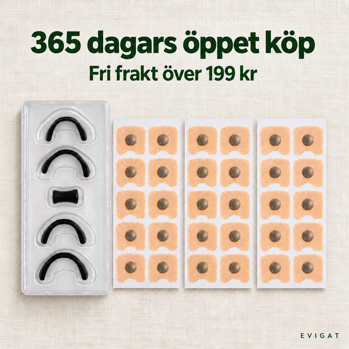 365 dagars öppet köp och fri frakt över 199 kr, startkit med magnetband, remsor och applikator
