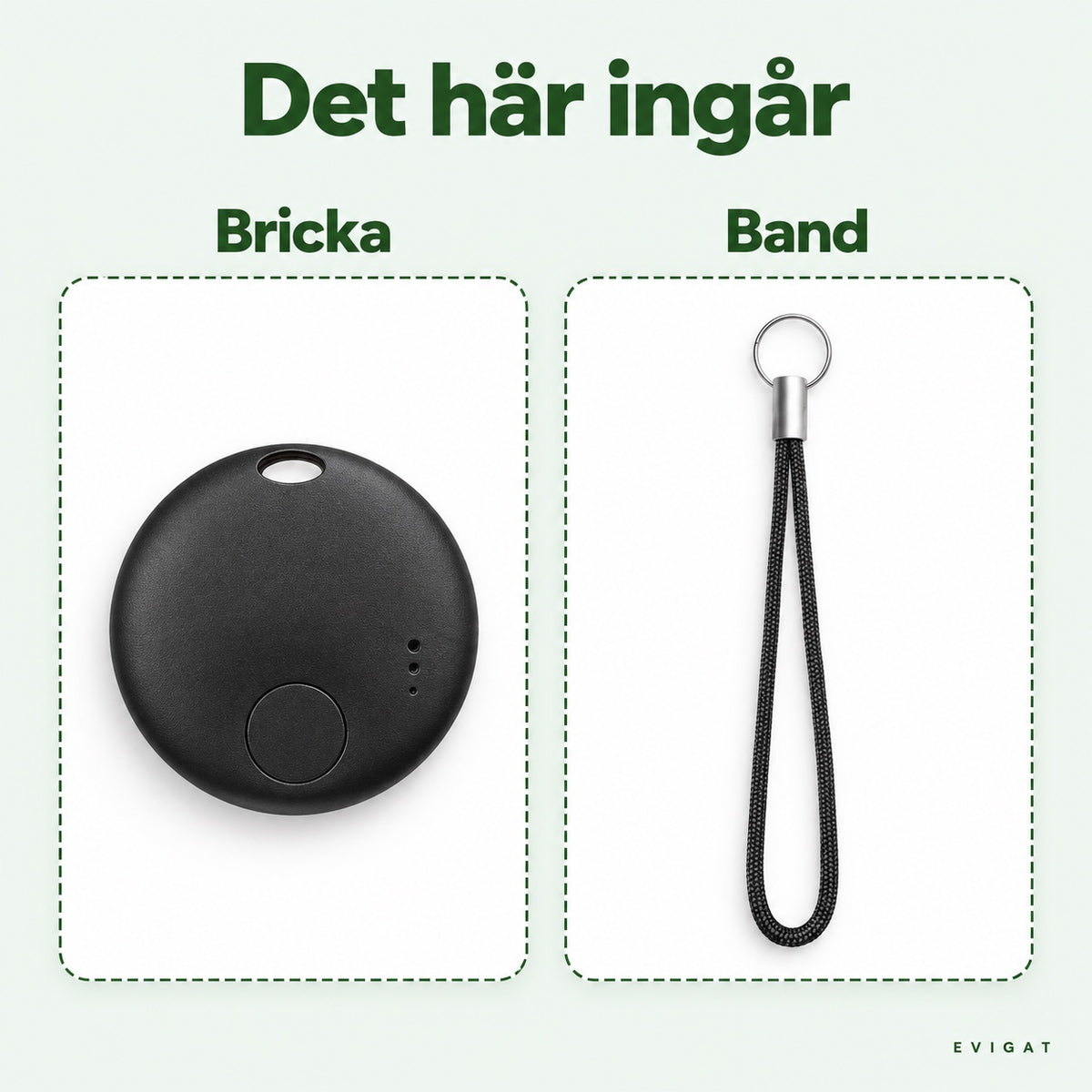 Det här ingår: spårarbricka och band
