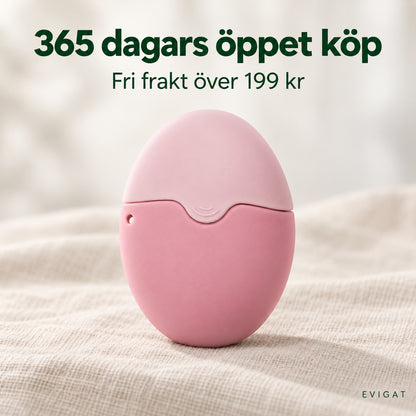 Rosa äggformad applikator på linnetyg, 365 dagars öppet köp och fri frakt över 199 kr