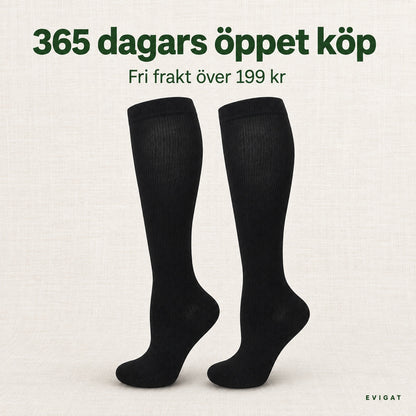 365 dagars öppet köp och fri frakt över 199 kr, ett par svarta ribbstickade stödstrumpor