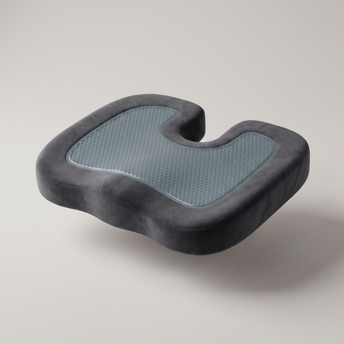 Ergonomisk sittdyna i charcoal med kylande gråblå gel