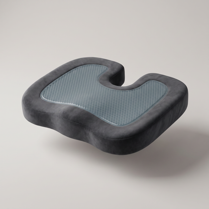 Ergonomisk sittdyna i charcoal med kylande gråblå gel