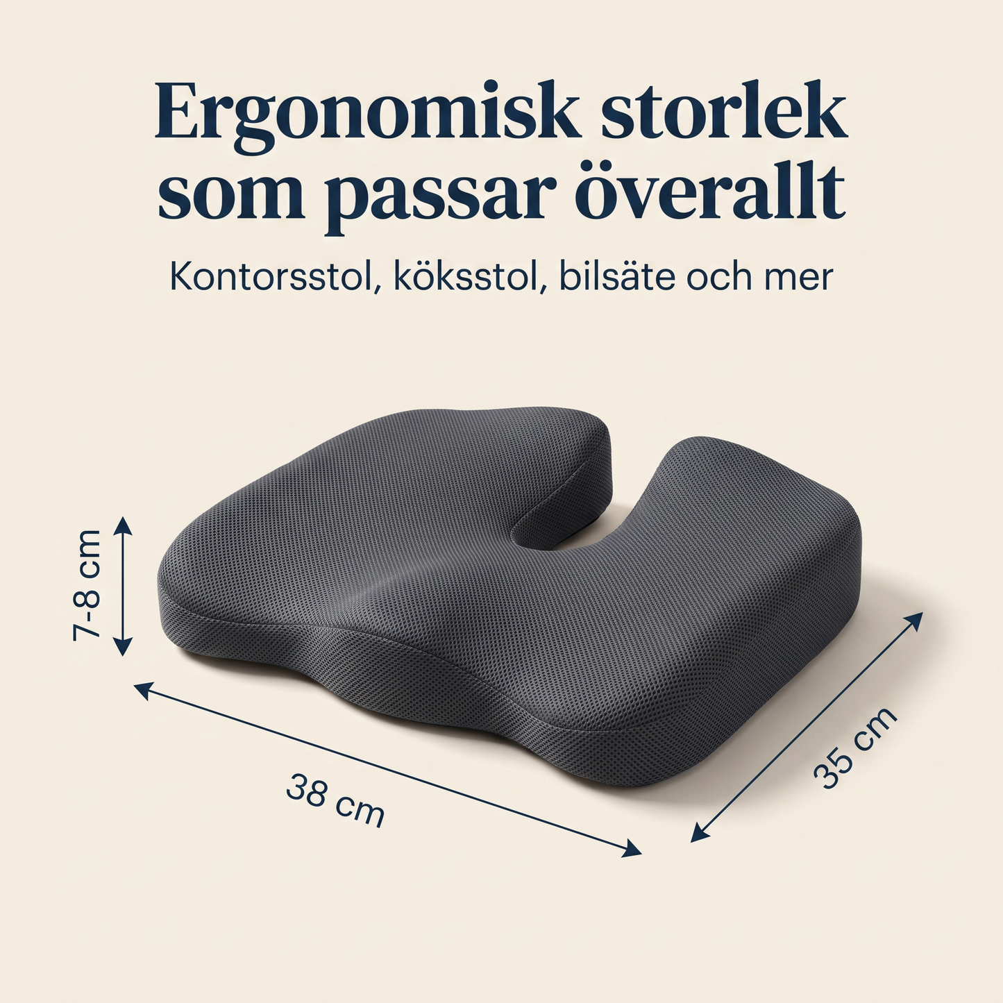 Ortopedisk sittkudde mått 38x35 cm