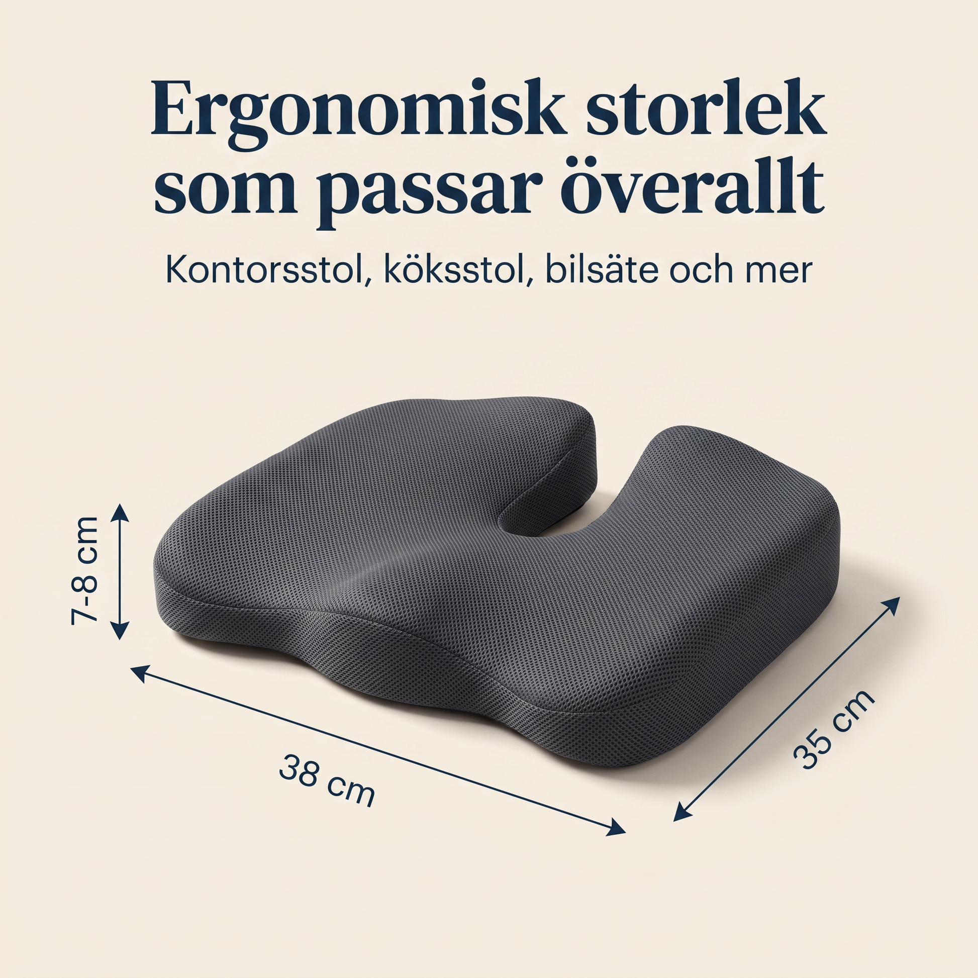 Ortopedisk sittkudde mått 38x35 cm