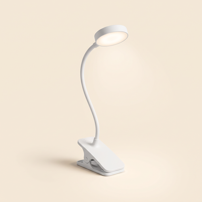 Vit klämlampa med böjbar gåshalsarm