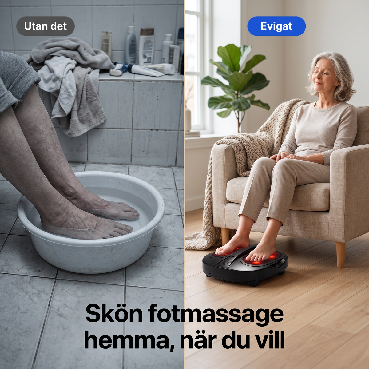 Elektrisk Fotmassage med Shiatsu och Infraröd Värme