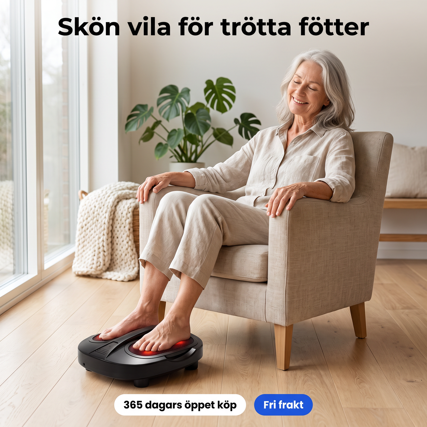 Elektrisk Fotmassage med Shiatsu och Infraröd Värme