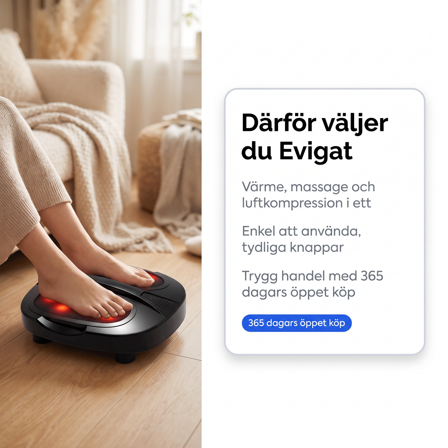 Elektrisk Fotmassage med Shiatsu och Infraröd Värme