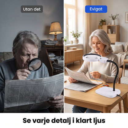 Bordslupp med LED och Böjbar Arm, 2x och 6x Förstoring