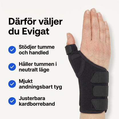Tumstöd med Skena för Tumme och Handled, Justerbart