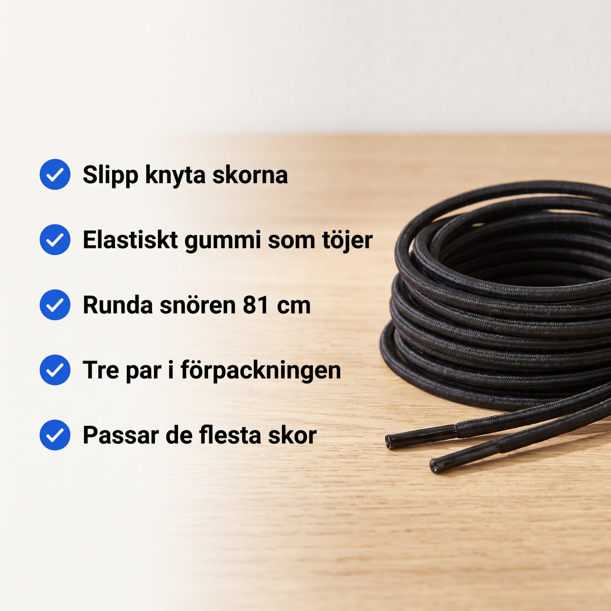 Elastiska skosnören i 3 par