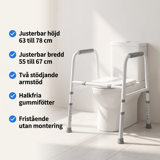 Fristående toalettstöd med armstöd