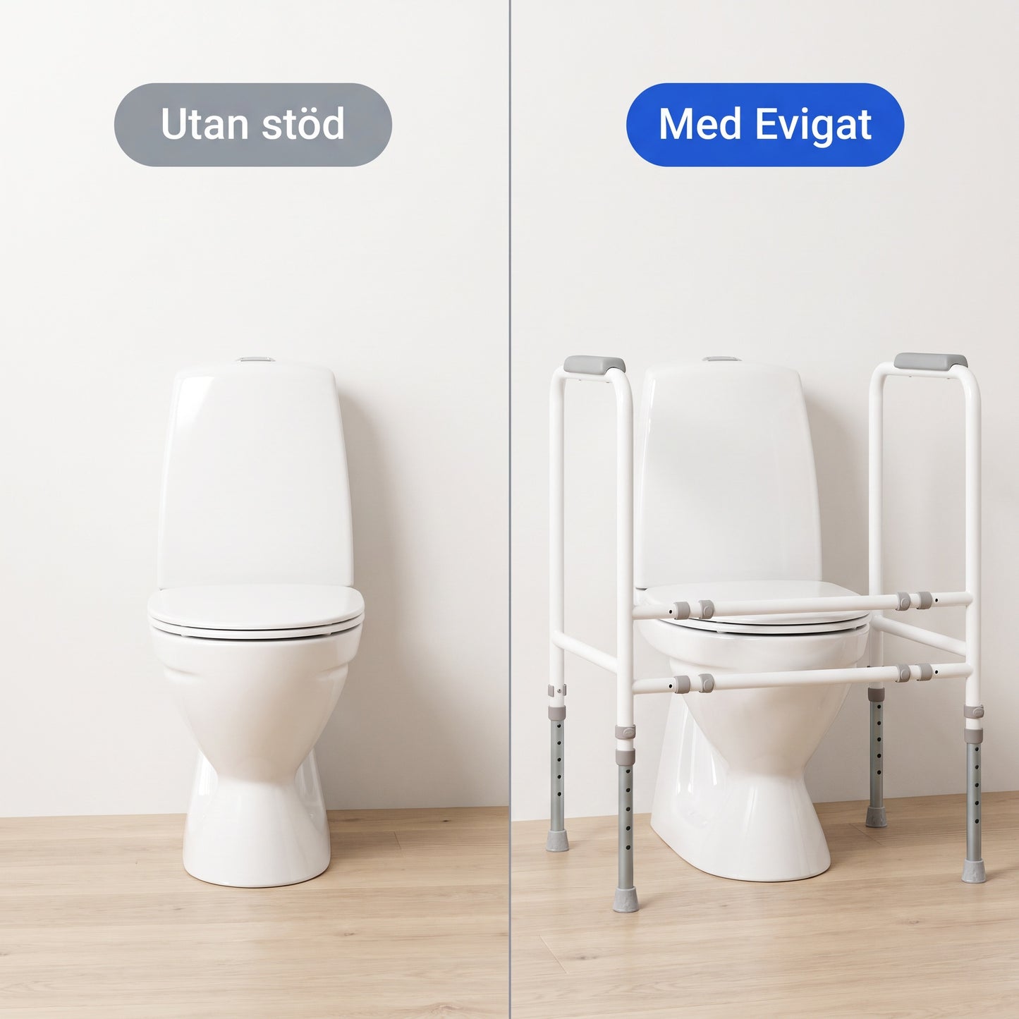 Fristående Toalettstöd med Armstöd, Justerbart i Höjd och Bredd
