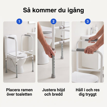 Fristående Toalettstöd med Armstöd, Justerbart i Höjd och Bredd