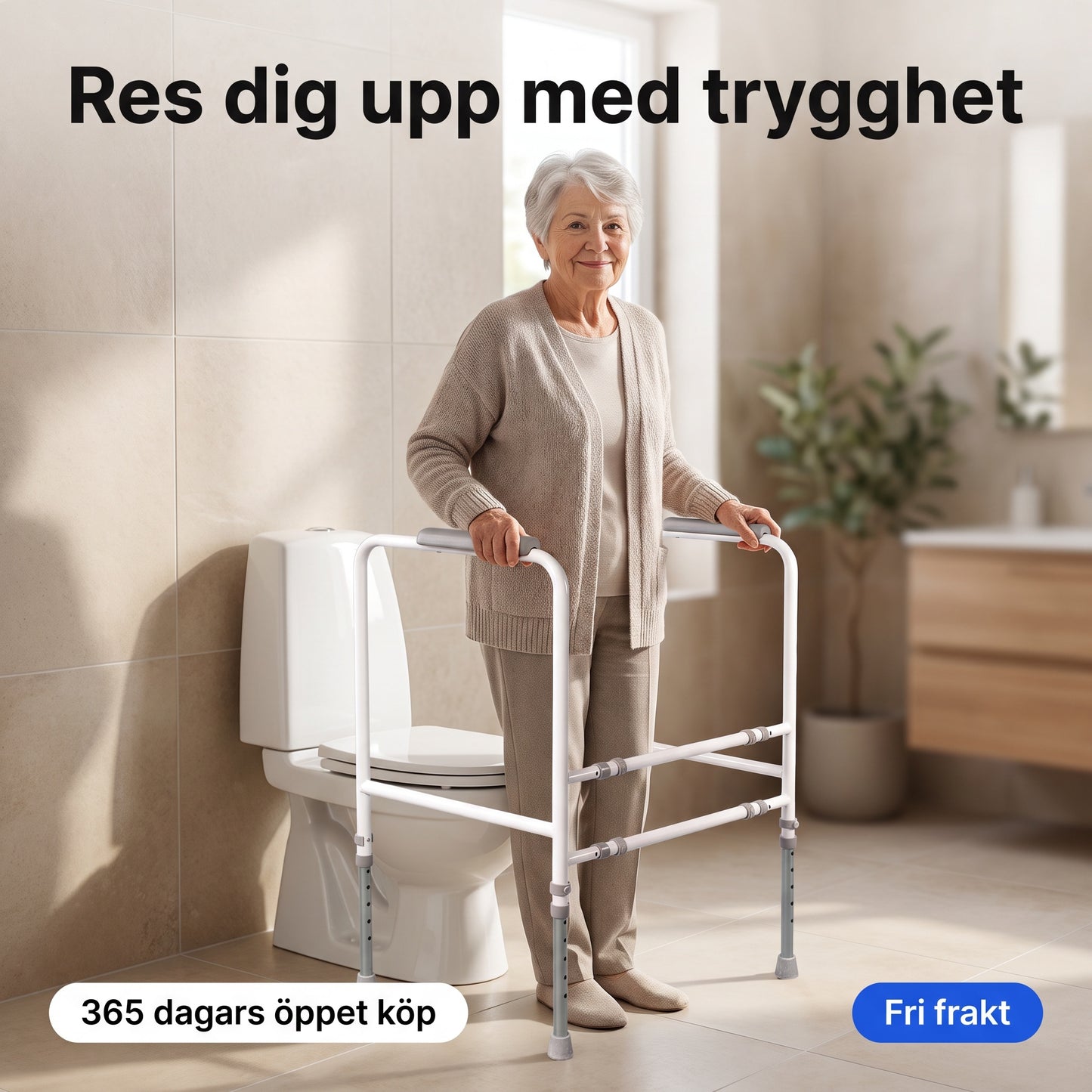 Fristående Toalettstöd med Armstöd, Justerbart i Höjd och Bredd