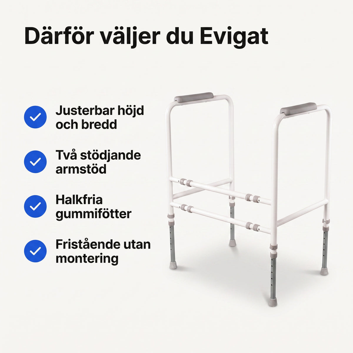 Fristående Toalettstöd med Armstöd, Justerbart i Höjd och Bredd