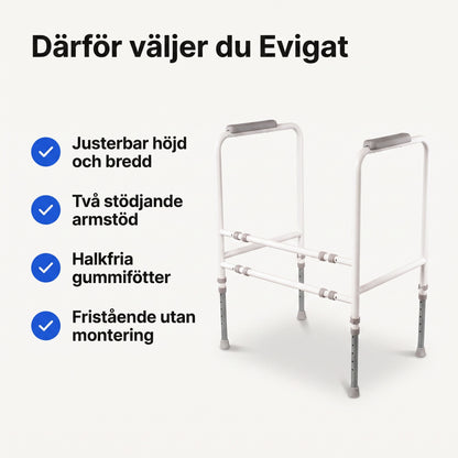 Fristående Toalettstöd med Armstöd, Justerbart i Höjd och Bredd