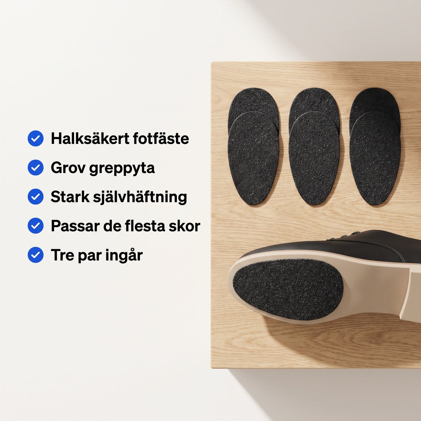 Självhäftande halkskyddssulor i 3 par