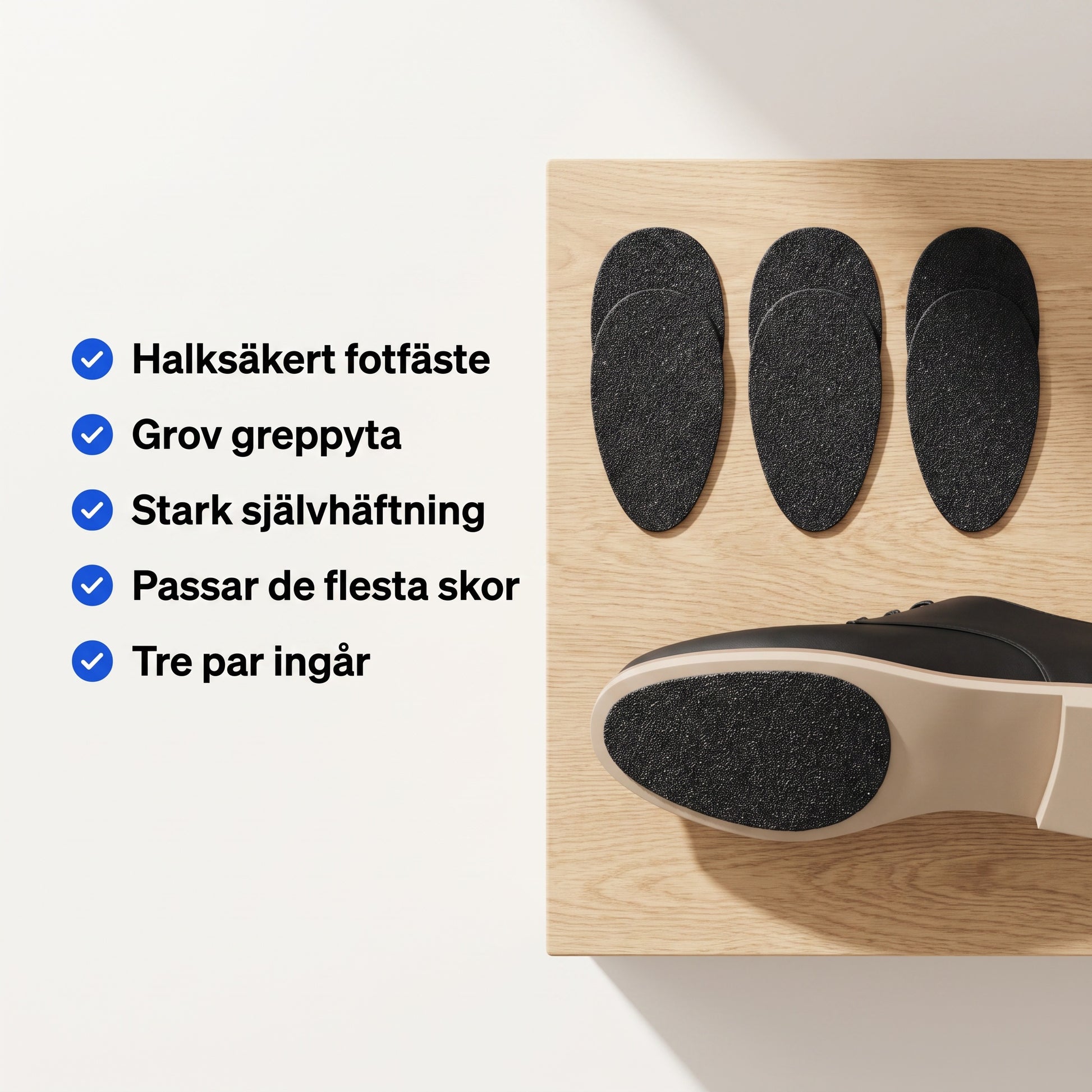 Självhäftande halkskyddssulor i 3 par