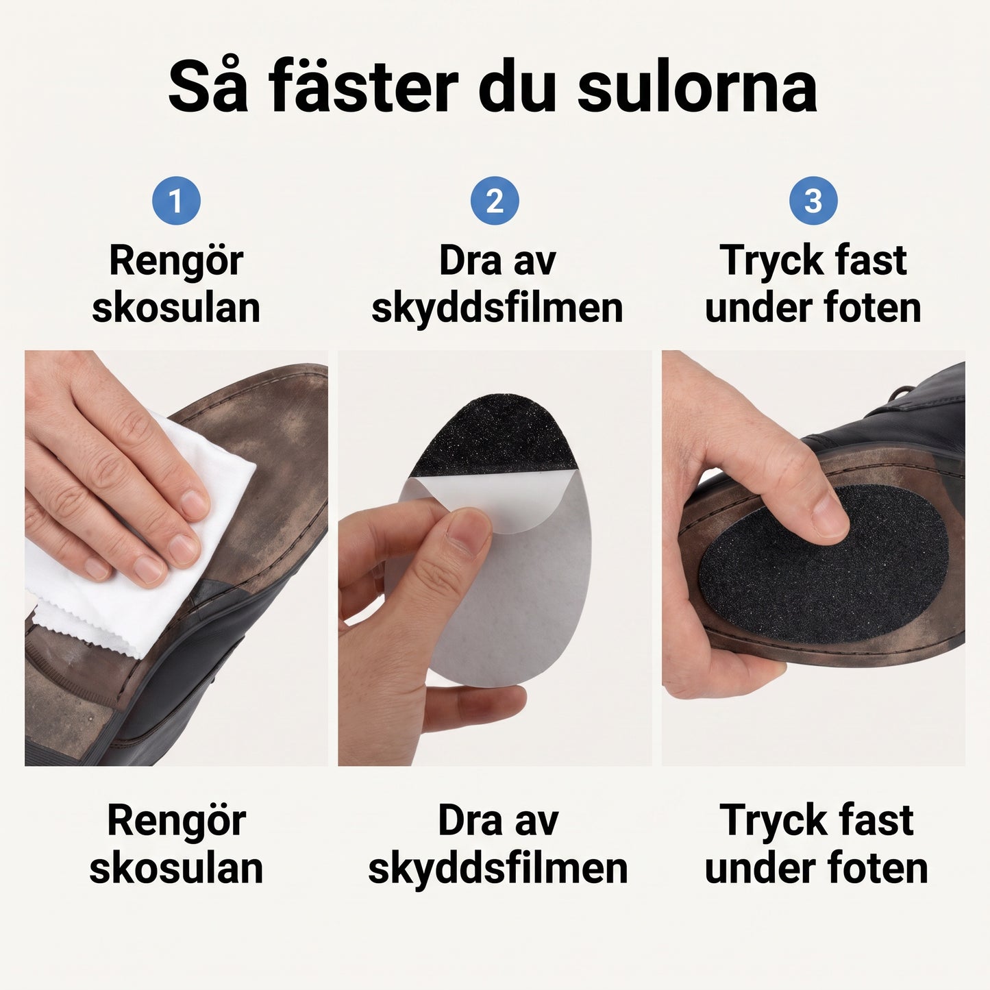 Självhäftande Halkskyddssulor i 3 Par för Halksäkert Fotfäste