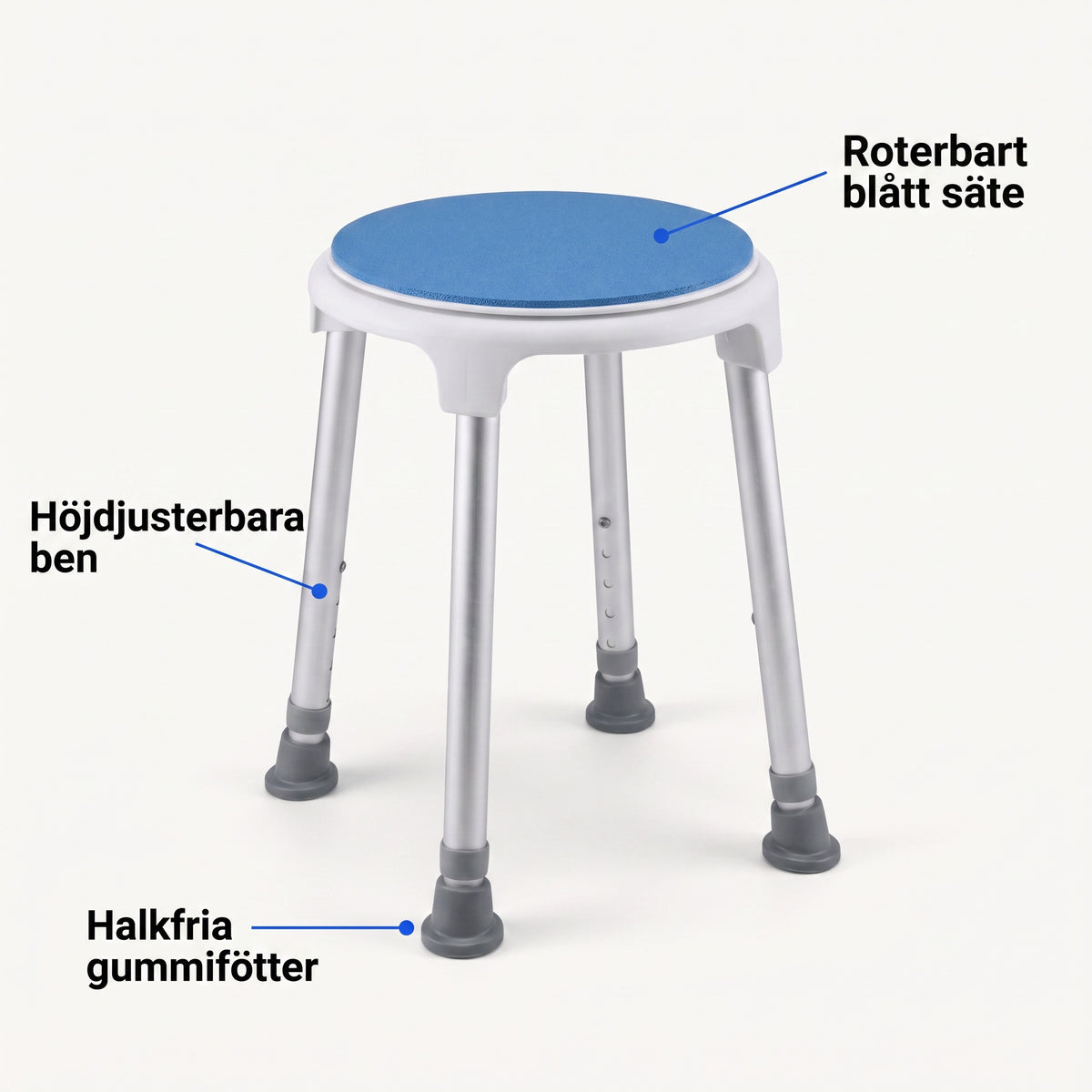 Duschpall med Roterbart Säte, Höjdjusterbar och Halkfri