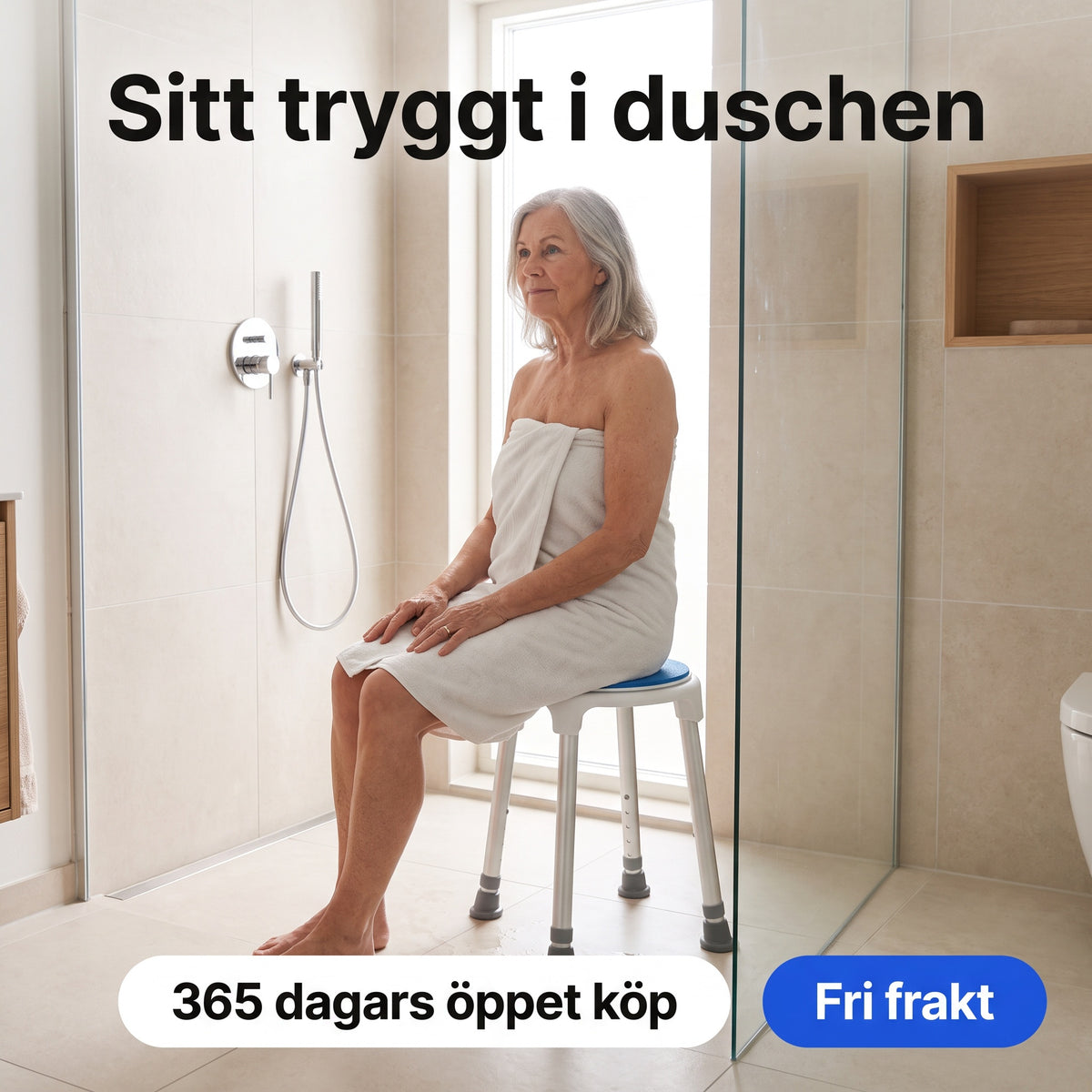 Duschpall med Roterbart Säte, Höjdjusterbar och Halkfri