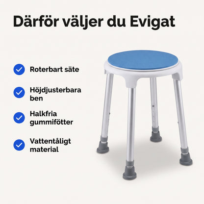 Duschpall med Roterbart Säte, Höjdjusterbar och Halkfri