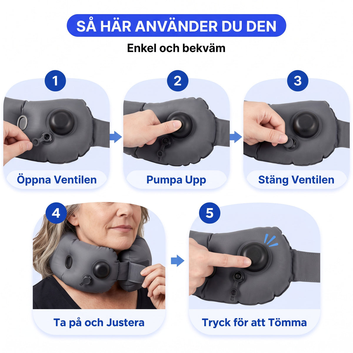 Så här använder du resekudden i fem steg