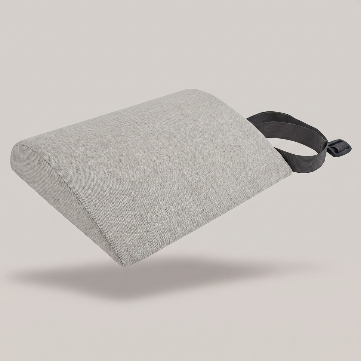 Ländryggsstöd i grå memory foam med spännband